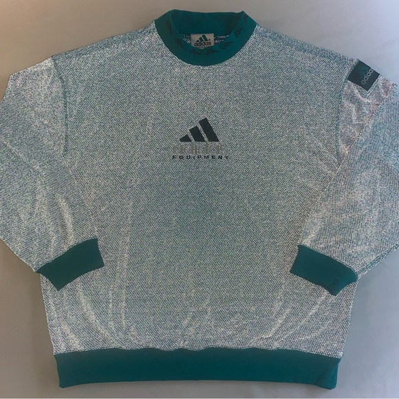 Adidas Equipment Reflective Sweatshirt Men M LOOSE FIT Green EQT Crewneck $190 - Picture 5 of 16